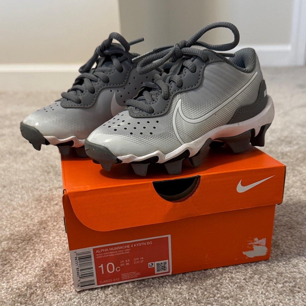 Nike Kids Alpha Huarache 4 Keystone Cleats - Wolf Grey